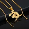 Hip Hop nouveau produit douze pendentif Dragon du zodiaque Style chinois plaqué or Ins collier