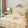 Bedding Sets Angora Velvet Carved With Flower Milk Beddingset DuvetCover Bedsheet Set Pillowcase Bed Linen For Adult