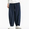Pantalons pour hommes Hommes Vêtements Été Japonais Casual Streetwear Harajuku Coton Lin Baggy Mâle Solide Surdimensionné Bloomers Pantalon M-4XL