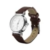 ساعات المعصم 2024 Fashion Women's Leather Strap Watches Casual Quartz Roung Dial Wrist Watch Simple Women