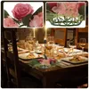 Decorative Flowers 2 Pcs Fake Rose Artificial Candlestick Garland Tea Lights Spring Wreaths For Front Door Plastic Rings