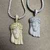 Fabricant de bijoux Hip Hop, pendentif tête de jésus avec chaîne de Tennis, pierre en argent Sterling personnalisée Vvsmoissanite