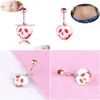 Navel Bell Button Rings Stainless Steel Barbell Drip Oil Pumpkin Head Skl Dangle Rose Gold Navel Belly Button Rings Body Piercing Je Ottvk