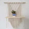 Tapisseries créatives en macramé, tissées à la main, étagère murale suspendue, décoration porte-plante, bois flottant, rangement pour la maison