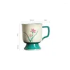 Mugs Korean Style Water Cup With Handle 400ml Hand-painted Ceramic For Tea High-capacity Coffee Mug Home Office Drinkware Gift