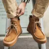 Buty A150 Wysokiej jakości buty męskie koronkowe mężczyźni swobodny okrągłe palce zamszowe skórzane buty moda fajne robotnicze buty manin bots