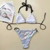 23 ESMANS NIEUWE SEXY SILVER Glansende gesplitste bikini