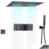 Ensembles de douche de salle de bains Matte Black Colorf LED Head Plafond 62X32Cm Système de pluie thermostatique Set Drop Livraison Accueil Robinets de jardin Dhn6F