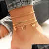 Anklets kvinnor bohemisk fjärilskedja ankletter hänge kreativa vintage delfin fisktail skal hängen strand ankel lady drop leverera dhixe