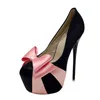 Chaussures habillées Design de mode Bowknot bout rond plate-forme pompes femmes mariage Banquet chaussures sexy strip-teaseuse pôle danse talons hauts noir H240401VDP4