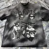 Lavage noir t-shirts t-shirts hommes chemise trou Vintage taille américaine t-shirts Hip Hop vraies photos 24SS