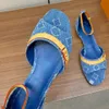 Nouvelles sandales en denim bleu pour femmes sandales de créateurs Sandale en denim Sandales plates sandales à lettres sandales rétro 24ss nouvelle sandale Sandale d'été Sandales de vacances 35 42