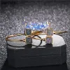 Brangles Bracelets Druzy Sparkling Bracelets pour femmes Gold Platage Open Cuff carré Colorful Natural Stone Crystal Bangle