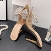 Sapatos de vestido verão dourado prata salto alto chinelos sexy rua mulher cristal bowknot toe vestido sapatos pvc sandálias transparentes h240401rplv