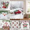 Cortinas de chuveiro cortina de natal papai noel alce boneco de neve caminhão meias presentes bolas inverno cedro dos desenhos animados decoração do banheiro tecidos