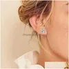 Boucles d'oreilles pendantes pendantes 1 paire de clous de 3 à 6 mm hypoallergéniques doubles rondes en acier inoxydable avec zircone cubique pour filles de haute qualité D Dhp3O