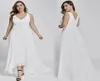 Simple HiLo Short Front Long Back Plus Size White Bohemian Summer Beach Wedding Dresses 2019 Boho Sheath Chiffon Strap Bridal Gow3365543