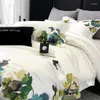 Bedding Sets White Egyptian Cotton Flowers Embroidery Set Luxury Chinese Ink Painting Style Duvet Cover Bed Sheet With Pillowcase