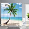 Shower Curtains 1PC Green Tropical Plants For Bathroom Polyester Seaworld Curtain Printing Beach