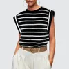 Kvinnors blusar Kvinnor Summer Tank Top Randig färgblock för o-hals tee med löst fit streetwear väst damer kvinna