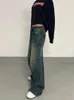Kadın Kot Adair Mavi Amerikan Retro Kadınlar 90'lar Sokak Giyim Baggy Düz Geniş Bacak Denim Pantolonlar Harajuku Vintage Yüksek Bel Pantolon