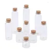 Garrafas de armazenamento 5pcs 10ml 15ml 20ml 25ml 30ml 40ml 50ml vidro transparente bonito com rolha de cortiça frascos de especiarias vazios DIY artesanato frascos