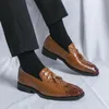 Casual Shoes Men Tassel Loafers Leather Dress Crocodile Prints Business Slip-On Wedding Party Lightweight