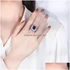 Cluster Rings S925 FL Body Sier Tiktok Womens Color Treasure Sugar Tower Diamond Inlaid smycken Ring Main Stone 10 12 Drop Delivery Dhnnc