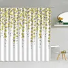 Douchegordijnen Groene Bladeren Gordijnhaken Aquarel Plant Bloemen Botanisch Modern Minimalistisch Stof Decor Badkamer