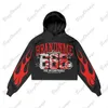 Темно-черный 666 с буквенным принтом и красным узором на рукавах, свитер в готическом стиле High Street y2k, толстовка с капюшоном, верхнее пальто, мужские и женские Harajuku 240320