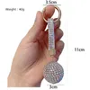 Keychains Lanyards Fancy Fantasy New Strass Rhinestone High Quality Leather Strap Crystal Ball Car Keychain Charm Pendant Key Ring For Women J240330