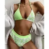 2021 Yisiman New Badeanzug weiblicher Leopardenmuster Digital Pit Strip Split Bikini Bikini