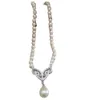 Collier noué main 6-7mm perle d'eau douce rose 43cm micro incrustation zircon accessoire coquillage pendentif