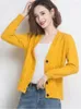 Women's Knits Womens Loose Knitted Long Sleeve Crop Wool Sweater Couple Spring Cardigan Jacket V-neck Korean Tops Female Leisure Work