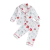 Pigiama natalizio per ragazzi e ragazze per bambini Set Gingerbread Man Elk Print Top a maniche lunghe Pantaloni 2 pezzi Lounge Suit Sleepwear 240325