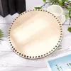 Decoração de festa 30cm fundo de cesta de madeira natural com buraco círculo em branco base de madeira para diy tricô crochê saco shaper artesanato