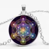 Pendentif colliers Nouveau Metatron Cube géométrie divine esprit pendentif collier convexe dôme verre étoile à Six branches magique Chakra Art dames bijoux 240330