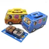 Present Wrap 10st Cartoon Bus Candy Cookies Box Portable Packaging for Birthday Baby Shower Favors Gäst S