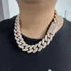 Hiphop Miami Cuban Link Chain S925 Silver Iced Out 20mm Two Tones Buss Down Moissanite Cuban Chain