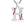 Pendentif Colliers 1PC en acier inoxydable émail Baseball collier hommes A-Z lettre initiale collier pour hommes femmes bijoux Baseball accessoires 240401