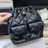 Double pocket Designer backpack Calfskin backpack 22 CM Shoulder Bag 10A Mirror mass Diamond Lattice backpack With box C153