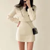 Work Dresses Autumn Winter Single Breasted T Jackets Coat High Waist Mini Skirt Two Piece Woolen Outfits Elegant Luxury Office Drop De Dhg3N