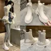 Boots Autumn Winter Chelsea Boots Women 2023 New Fashion Brown Black Beige White Ankle Boots Women Fur Punk Gothic Shoes Botas Mujer