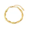 Ketting Modieuze en eenvoudige dubbele kruisslangenkettingarmband geschikt voor dames gouden roestvrijstalen armband sieraden Pulsera geen afdruk goed product Q240401