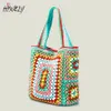 Bohemian Crochet Women Shoulder Bags Knitting Large Capacity Tote Bag Casual Lady Handbags Big Shopper Purses Summer Beach Bags 240329