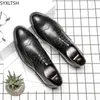 حذاء اللباس الرسمي للرجال الأسود بروجس 2024 ديربي مكتب الزفاف رجال إيطاليو Zapatos Para Hombres Schuhe