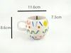 Tazze Tazza da tè in ceramica per tazza rotonda in porcellana con linee colorate disegnate a mano Tazze per ufficio e casa per coppie per feste