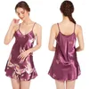 Women's Sleepwear Sexy Lingeries For Woman V Neck Satin Silk Nightgown Sleeveless Night Dress Summer Home Wear Soft Comfortable Nightie 291