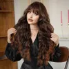 Perucas sintéticas NAMM Long Curly Hair peruca marrom gradiente de ouro para mulher Diário Cosplay Natural Wigs com Fibra Resistente ao Calor Y240401