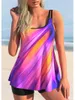 Roupa de banho feminina impressão tankini 2024 vestido curto cintura alta maiô feminino banhistas natação natação terno beachwear